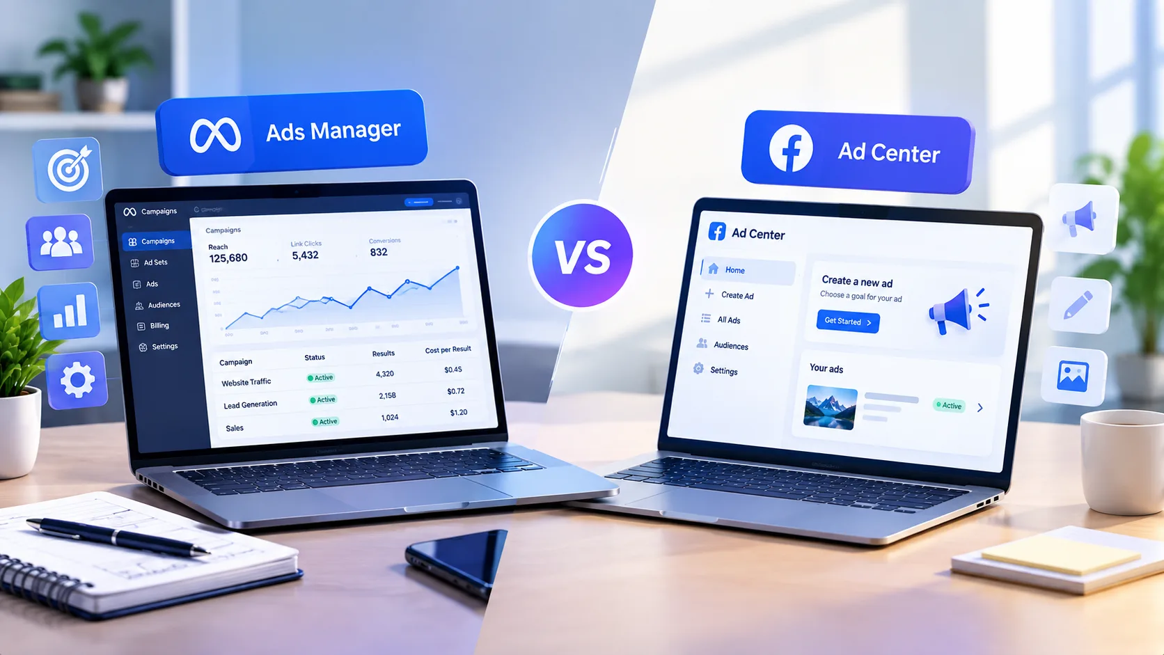 Facebook Ads Manager vs Ad Center: Differences, Features & Uses